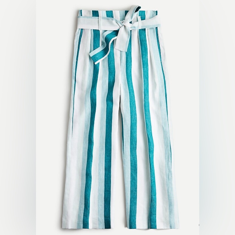 J. Crew Paper-bag Linen Pant in Cabana Stripe